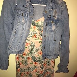 Cute floral dress with jean jacket